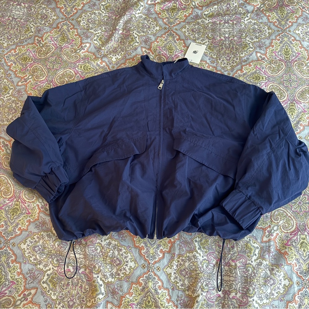Find Me Now Sable Navy Blue Windbreaker Jacket